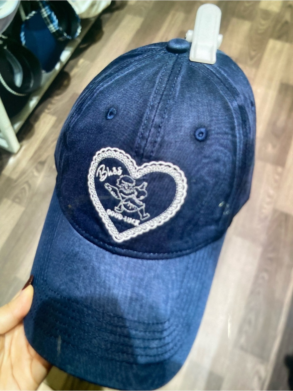 Navy Heart Embroidered Baseball Cap